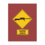 Sniper Ahead Warning Sign Post Card