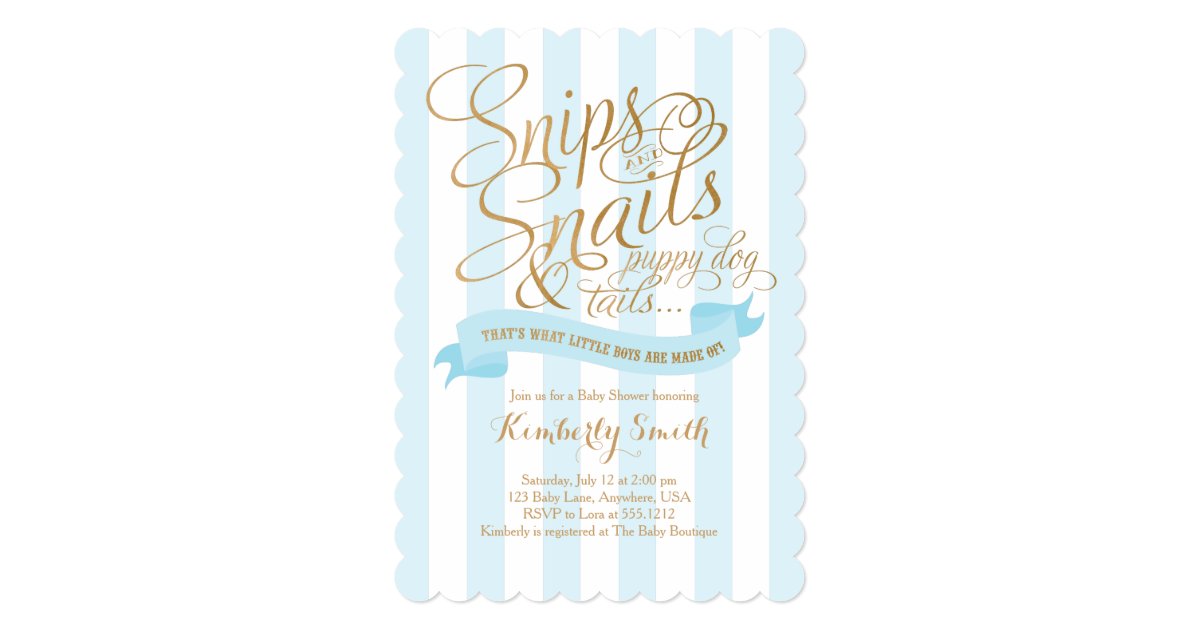 Snips and Snails Baby Boy Baby Shower Invitation Zazzle