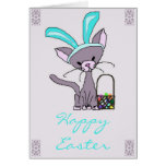 Snookie the Cat As The Easter Bunny Card