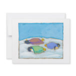 Snoozing adorable art penguins fun slumber party invite