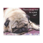 Snoozing Pug Postcard