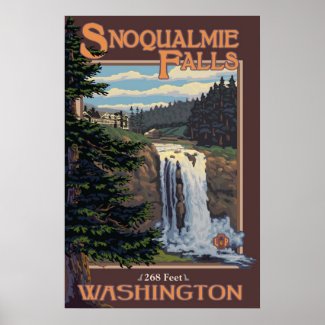 Snoqualmie Falls (Day) Washington Travel Poster print