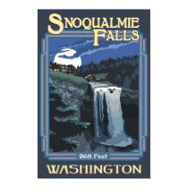 Snoqualmie Falls (Night) Washington Travel Poster posters