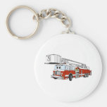 Snorkel Hook and Ladder Fire Truck Cartoon Keychain
