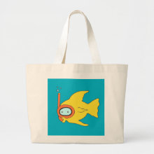 Snorkeling Swimming Yellow Fish Jumbo Tote Bag