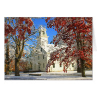 Snow and Foliage on Town Common Greeting Card