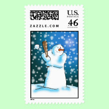 Snow Ball Stamp - Strike! - Most people play sports in winter to keep warm but it's quite the opposite if you happen to be a snowman. This snowman loves the feeling when the snowball turns to powder when he hits it!