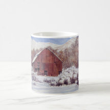 Snow Barn in the Mountains- mug