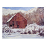 Snow Barn in the Mountains- postcard