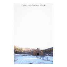 Snow, Barn & Mountains Stationery