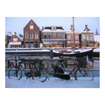 Snow Bicycles in Holland Photo Poster Art posters