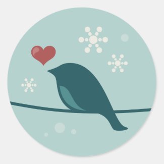 Snow Bird Round Stickers