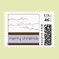Snow Birds Merry Christmas Postage (lilac) stamps