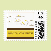 Snow Birds Merry Christmas Postage (yellow) stamps