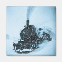 Snow Bound Train Refrigerator Magnet