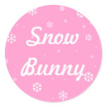 Snow Bunny Snowflakes Round Sticker