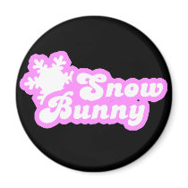 Snow Bunny Winter Pink Magnet