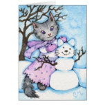 Snow Cat - Cute Kitty Greeting Card cards
