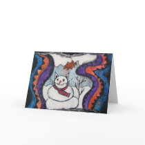 snow cat greeting card