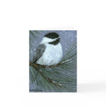 Snow Chickadee Original Art Note Card