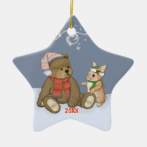 Snow Christmas Teddy Ornaments
