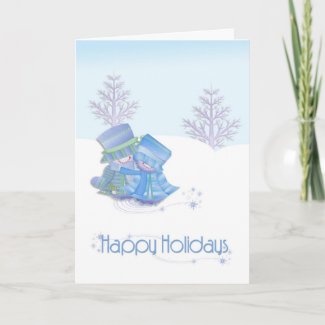 Snow Couple Christmas Card card
