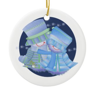 Snow Couple Christmas Ornaments