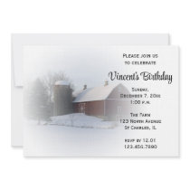 Snow Covered Barn Birthday Party Invitation