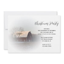 Snow Covered Barn Christmas Party Invitation