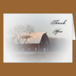 Snow Covered Barn Country Thank You Note Card cards