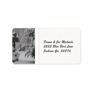 Snow Covered Birdhouse Personalized Address Label