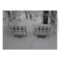 Snow covered chairs cards