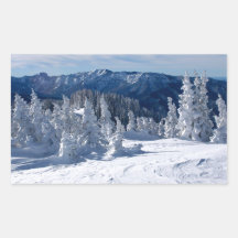 Snow covered Colorado Rocky Mountains Rectangle Stickers