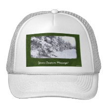Snow-Covered Evergreen Trees Trucker Hat