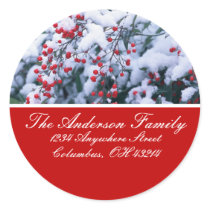 Snow Covered Holly Berries Address Labels stickers