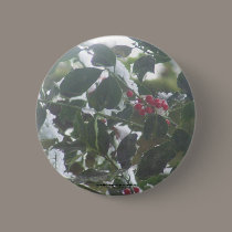 Snow Covered Holly buttons