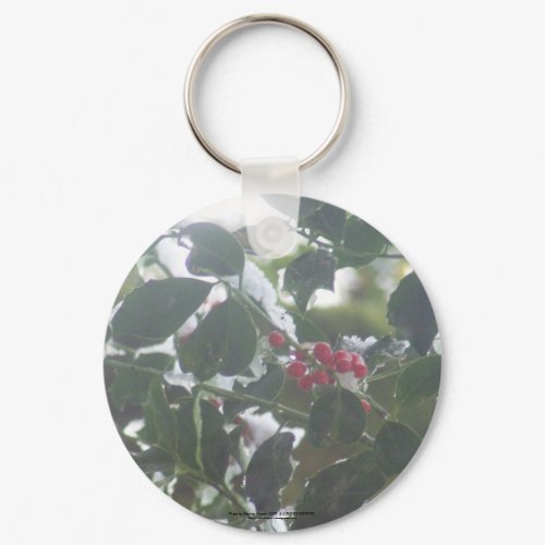 Snow Covered Holly keychain