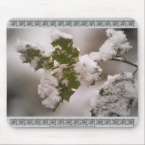 snow covered holly leaves mousepads