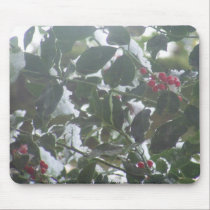 Snow Covered Holly mousepads