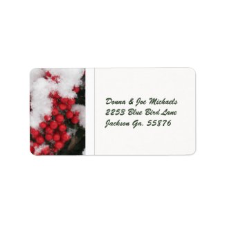 Snow Covered Nandina Berries Address Stickers Custom Address Label