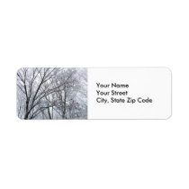 Snow-covered Oak Tree return address label labels