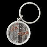 Snow Covered Oak Trees Keychain