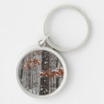 Snow Covered Oak Trees Keychain