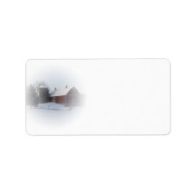 Snow Covered Red Barn Address Labels