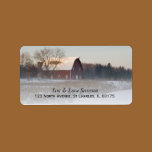 Snow Covered Red Barn Return Address Labels labels
