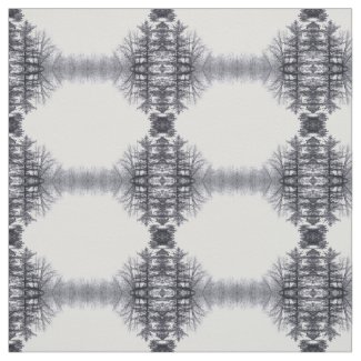 Snow-covered Trees and Hexagons Fabric
