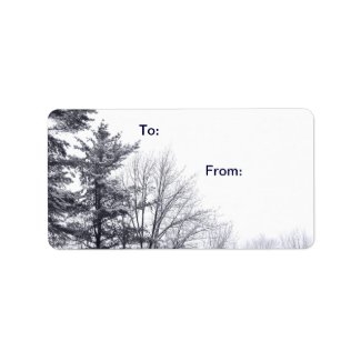 Snow-covered Trees: Horizontal gift tag label