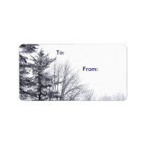 Snow-covered Trees: Horizontal gift tag labels