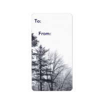 Snow-covered Trees: Vertical gift tag labels