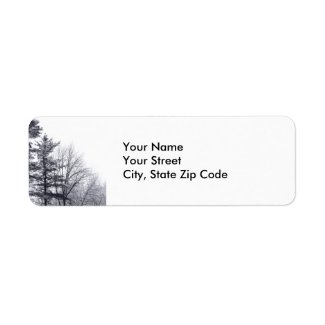 Snow-covered Trees: Vertical return address label